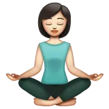 woman in lotus position: light skin tone for Whatsapp platform