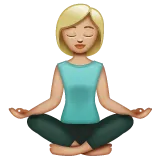 woman in lotus position: medium-light skin tone para a plataforma Whatsapp