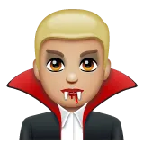 Whatsapp platformu için man vampire: medium-light skin tone