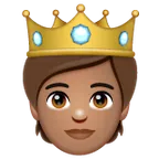 person with crown: medium skin tone per la piattaforma Whatsapp