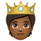 person with crown: medium-dark skin tone สำหรับแพลตฟอร์ม Whatsapp