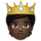 person with crown: dark skin tone untuk platform Whatsapp