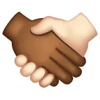 handshake: medium-dark skin tone, light skin tone for Whatsapp platform