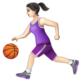 woman bouncing ball: light skin tone til Whatsapp platform