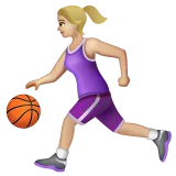 woman bouncing ball: medium-light skin tone لمنصة Whatsapp