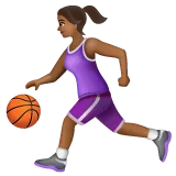 woman bouncing ball: medium-dark skin tone لمنصة Whatsapp