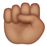 raised fist: medium skin tone per la piattaforma Whatsapp