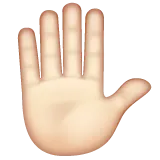 raised hand: light skin tone per la piattaforma Whatsapp
