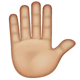 raised hand: medium-light skin tone untuk platform Whatsapp