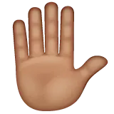 raised hand: medium skin tone pentru platforma Whatsapp