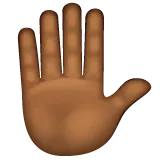 Whatsapp 플랫폼을 위한 raised hand: medium-dark skin tone