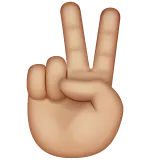 victory hand: medium-light skin tone untuk platform Whatsapp