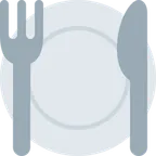 fork and knife with plate for X / Twitter platform