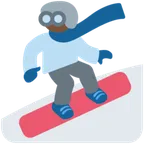 snowboarder: dark skin tone สำหรับแพลตฟอร์ม X / Twitter