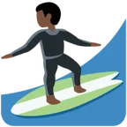 man surfing: dark skin tone for X / Twitter platform