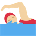woman swimming: medium-light skin tone per la piattaforma X / Twitter