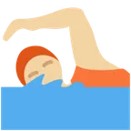person swimming: medium-light skin tone untuk platform X / Twitter