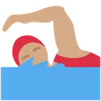 woman swimming: medium skin tone สำหรับแพลตฟอร์ม X / Twitter
