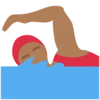 woman swimming: medium-dark skin tone pentru platforma X / Twitter