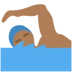 X / Twitter 플랫폼을 위한 man swimming: medium-dark skin tone