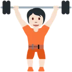 person lifting weights: light skin tone สำหรับแพลตฟอร์ม X / Twitter