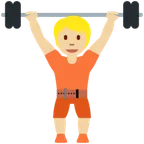 person lifting weights: medium-light skin tone สำหรับแพลตฟอร์ม X / Twitter