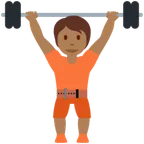 person lifting weights: medium-dark skin tone สำหรับแพลตฟอร์ม X / Twitter