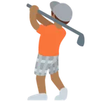 person golfing: medium-dark skin tone untuk platform X / Twitter
