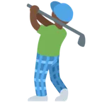 man golfing: dark skin tone untuk platform X / Twitter