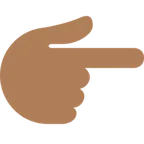 X / Twitter 플랫폼을 위한 backhand index pointing right: medium-dark skin tone