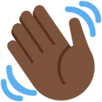 waving hand: dark skin tone untuk platform X / Twitter