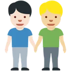 X / Twitter platformu için men holding hands: light skin tone, medium-light skin tone