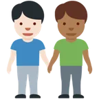 X / Twitter 플랫폼을 위한 men holding hands: light skin tone, medium-dark skin tone