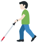 man with white cane: light skin tone สำหรับแพลตฟอร์ม X / Twitter