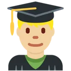 man student: medium-light skin tone für X / Twitter Plattform