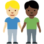 X / Twitter 플랫폼을 위한 men holding hands: medium-light skin tone, dark skin tone