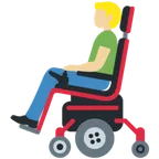 man in motorized wheelchair: medium-light skin tone untuk platform X / Twitter