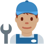 man mechanic: medium skin tone สำหรับแพลตฟอร์ม X / Twitter