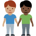 men holding hands: medium skin tone, dark skin tone per la piattaforma X / Twitter