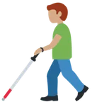 man with white cane: medium skin tone för X / Twitter-plattform