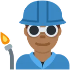 man factory worker: medium-dark skin tone สำหรับแพลตฟอร์ม X / Twitter