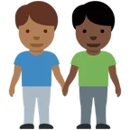 X / Twitter 플랫폼을 위한 men holding hands: medium-dark skin tone, dark skin tone