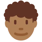 man: medium-dark skin tone, curly hair สำหรับแพลตฟอร์ม X / Twitter