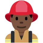 man firefighter: dark skin tone สำหรับแพลตฟอร์ม X / Twitter