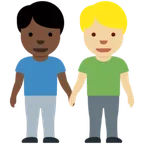 X / Twitter 플랫폼을 위한 men holding hands: dark skin tone, medium-light skin tone