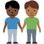 X / Twitter 플랫폼을 위한 men holding hands: dark skin tone, medium-dark skin tone