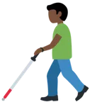 man with white cane: dark skin tone for X / Twitter-plattformen