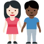 woman and man holding hands: light skin tone, dark skin tone para a plataforma X / Twitter