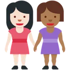 women holding hands: light skin tone, medium-dark skin tone für X / Twitter Plattform