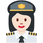 woman pilot: light skin tone untuk platform X / Twitter